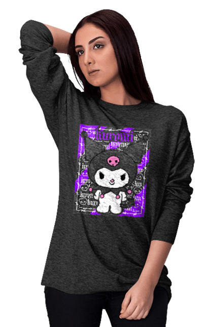 Women's sweatshirt with prints Hello Kitty Kuromi. Anime, character, hello kitty, kuromi, my melody, sanrio. 2070702