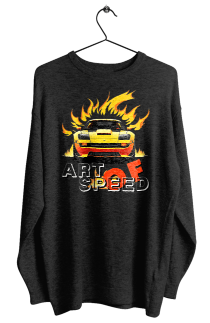 Світшот жіночий з принтом "Машина у вогні". Автомобіль, вогонь, спортивна машина, спортивний автомобіль, швидкість. 2070702