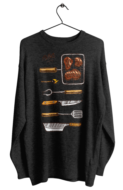 Women`s sweatshirt with prints Barbecue Party. B-b-q, fry, meat. 2070702