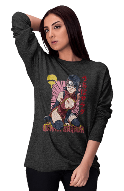 Women's sweatshirt with prints Boruto Sarada Uchiha. Anime, boruto, manga, sarada uchiha, tv series, uchiha. 2070702