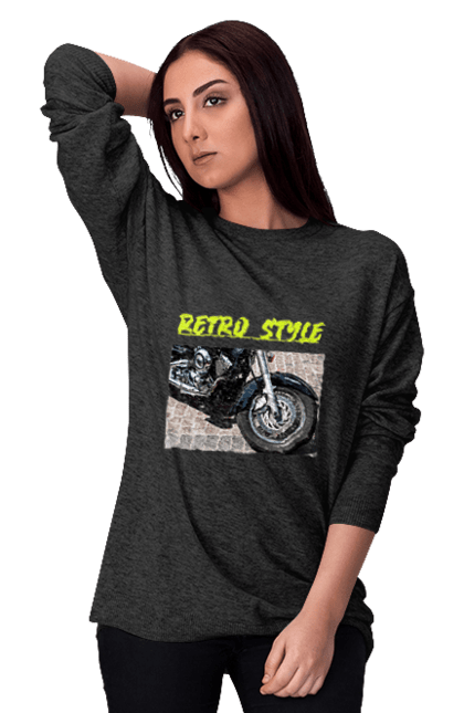 Світшот жіночий з принтом "Мото2". Байк, дорога, мотоцикл, ретро, стиль, швидкість. 2070702