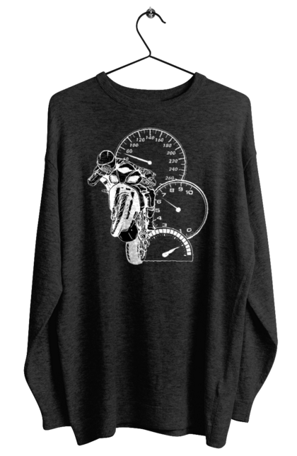 Світшот жіночий з принтом "Мотоцикл І Швидкість Білий". Мото, мотоцикл, швидкість. 2070702