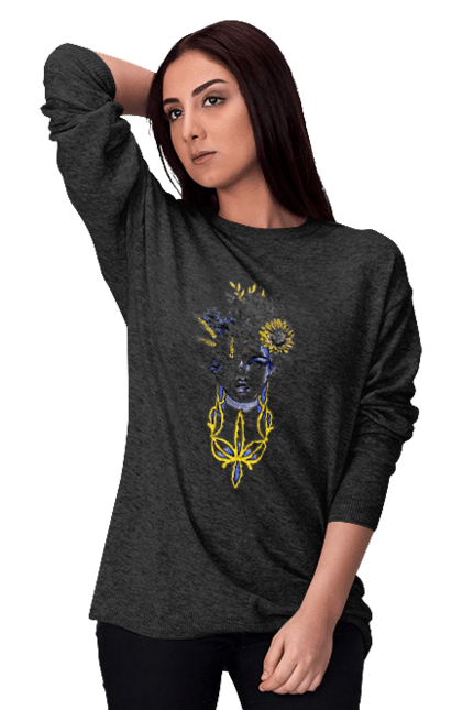 Світшот жіночий з принтом "Українка". Жінка, соняшник, українка. 2070702