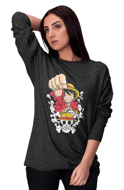 Women's sweatshirt with prints One Piece Luffy. Anime, luffy, manga, monkey de luffy, one piece, pirates. 2070702