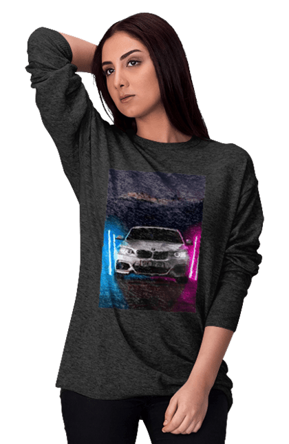 Світшот жіночий з принтом "БЕХА". Беха, в машину, красота, птн пнх, фонарі. 2070702