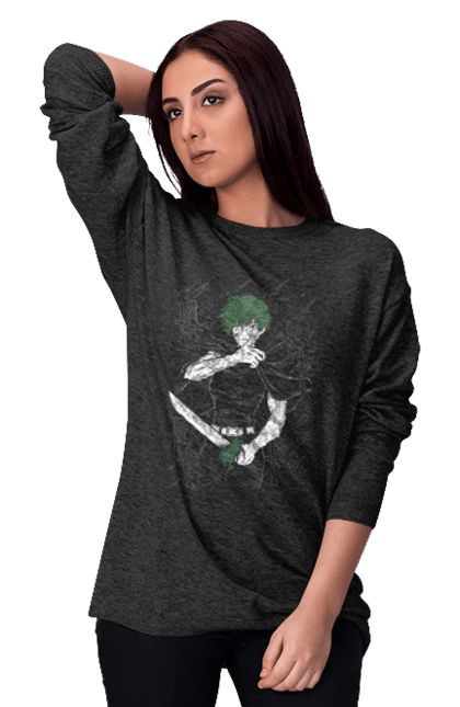 Women's sweatshirt with prints Jujutsu Kaisen Maki. Anime, dark fantasy, jujutsu kaisen, magic battle, maki, maki zenin, manga, mystic. 2070702