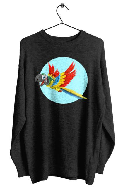 Світшот жіночий з принтом "Папуга". Барвистий папуга, какаду, кольоровий папуга, папуга, що летить. 2070702