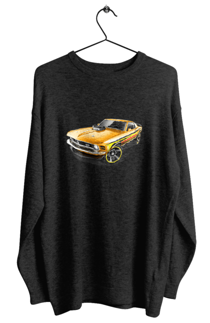 Світшот жіночий з принтом "Форд мустанг". Американська легенда, жовтий мустанг, культове авто, мустанг, потужне авто, форд мустанг, шелбі. 2070702