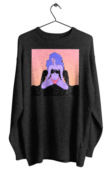 Світшот жіночий з принтом "Фіолетова Дівчина В Трусиках". Інопланетянка, у трусах. 2070702