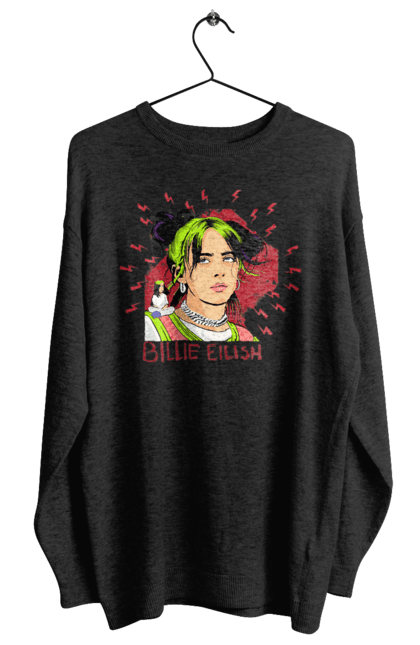 Світшот жіночий з принтом "Біллі Айліш". Біллі айліш, логотип біллі айліш, принт біллі айліш, співачка біллі айліш. 2070702