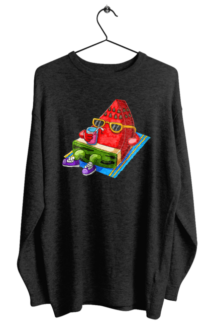 Світшот жіночий з принтом "Кавун П'є Коктейль". Кавун, коктейль, літо. 2070702