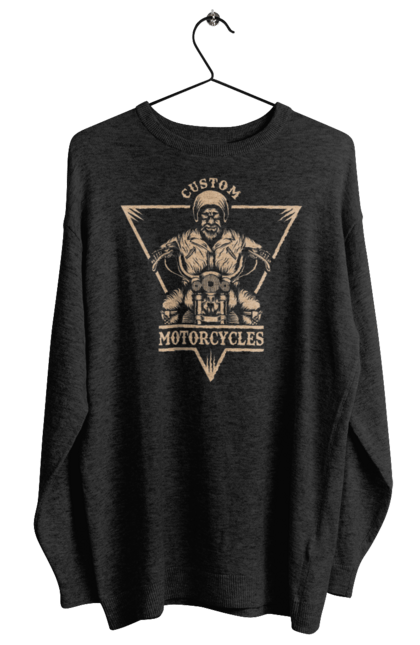 Світшот жіночий з принтом "Скелет на мотоциклі". Драйв, мотоцикл, скелет. 2070702