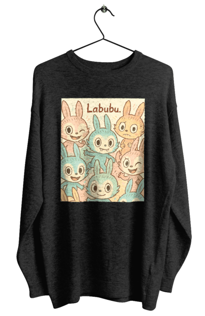 Світшот жіночий з принтом "Лабубу". Безтурботно, грайливо, дизайнперсонажу, каваї, лабубу, милі мистецтво, ніжні відтінки, пастельніквіти, стиль мультфільму, чарівно. 2070702