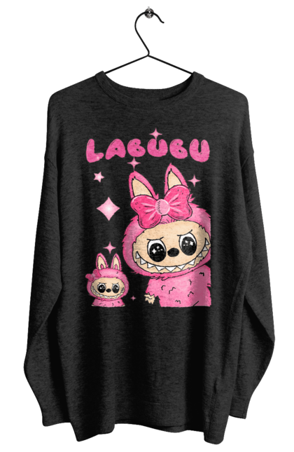 Світшот жіночий з принтом "Лабубу". Іграшка лабубу, лабубу, лабубу кока кола, мерч лабубу, мила, рожева лабубу, смішна лабубу. 2070702