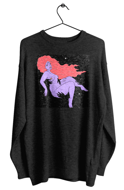 Світшот жіночий з принтом "Фіолетова Дівчина В Чорній Дирі". Дівчина, лапають. 2070702