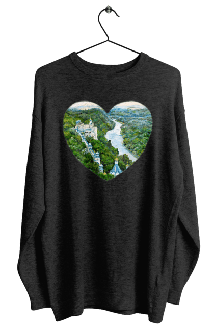 Світшот жіночий з принтом "Святогорская лавра". Донецька область, ліс, монастир, пейзаж, річка, святогірськ, україна, церква. 2070702