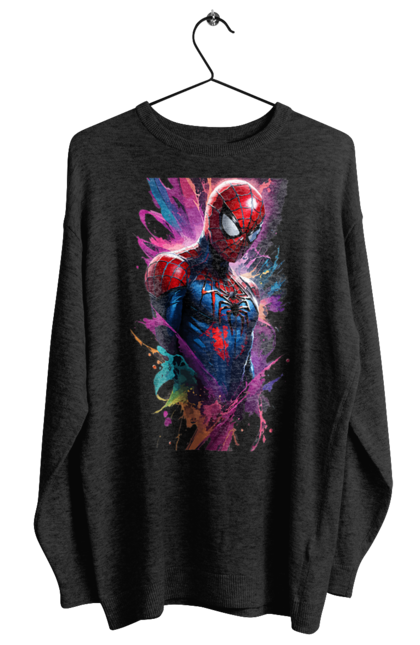 Світшот жіночий з принтом "Спайдермен і барви". Людина павук, марвел, навушники, спайдермен, супергерой. CustomPrint.market