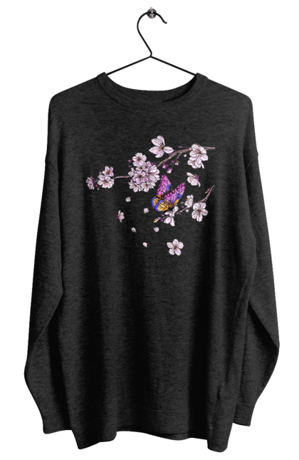 Світшот жіночий з принтом "Метелик І Сакура". Весна, дерево, метелик, сакура. 2070702