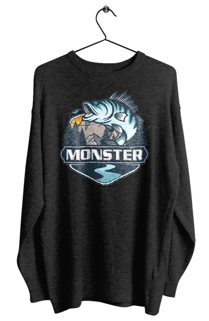 Світшот жіночий з принтом "Рибалка". Монстер, рибак, рибалка, хоббі. 2070702