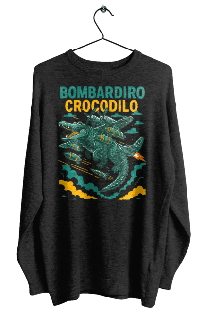 Світшот жіночий з принтом "Bombardino Crocodilo". Bombardino, bombardino crocodilo, crocodilo, бомбардіно крокоділо, крокодил, крокодил літак, крокодил мем, мем, мем бомбардине крокодило. 2070702