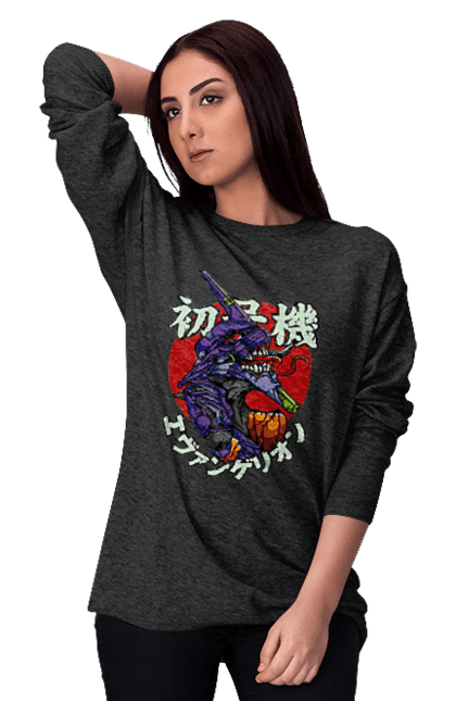 Women's sweatshirt with prints Evangelion. Angel, anime, eva 01, evangelion, manga, neon genesis evangelion, shinji. 2070702