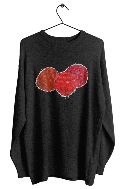 Світшот жіночий з принтом "Малина". Веган, вегетаріанець, делікатес, дієта, їжа, літо, малина, плід, смачно, стигла, червона, ягода. 2070702