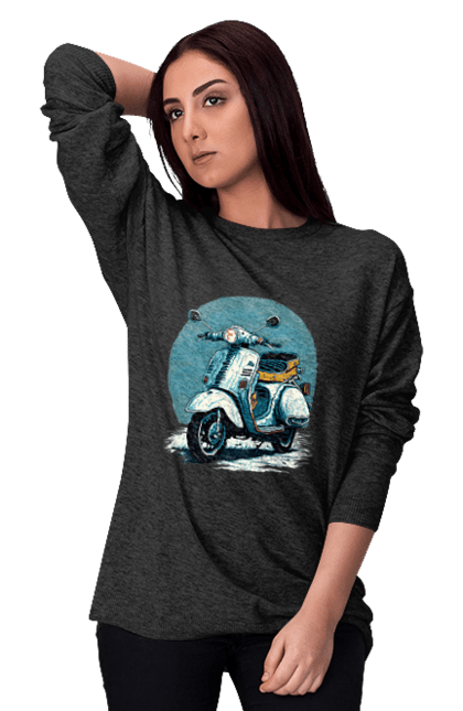 Світшот жіночий з принтом "Мопед". Відпочинок, літо, мопед, скутер, швидкість. 2070702