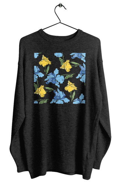 Світшот жіночий з принтом "Квіти Іриси". 8 березня, andreyanush, весна, весняний подарунок, день матері, день народження, літній подарунок, літо, подарунок дружині, подарунок коханій, подарунок мамі. 2070702