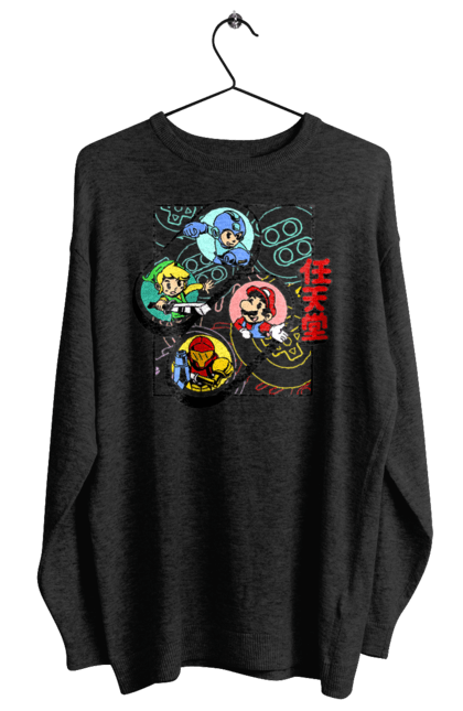 Women's sweatshirt with prints Nintendo. Games, mario, mario, mega man, metroid, nintendo, prefix, zelda. 2070702