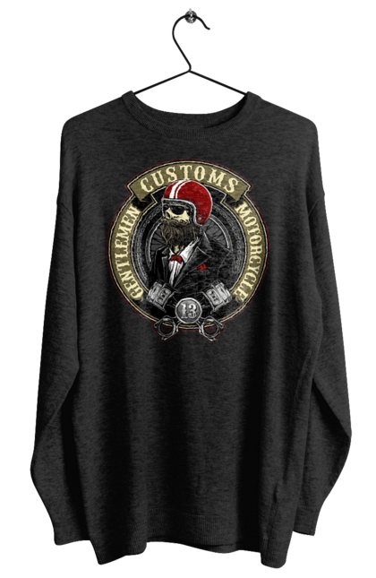 Світшот жіночий з принтом "джентльменський мотоцикл". Джентельмен, джентльмен, мотоцикл, череп, шолом. 2070702