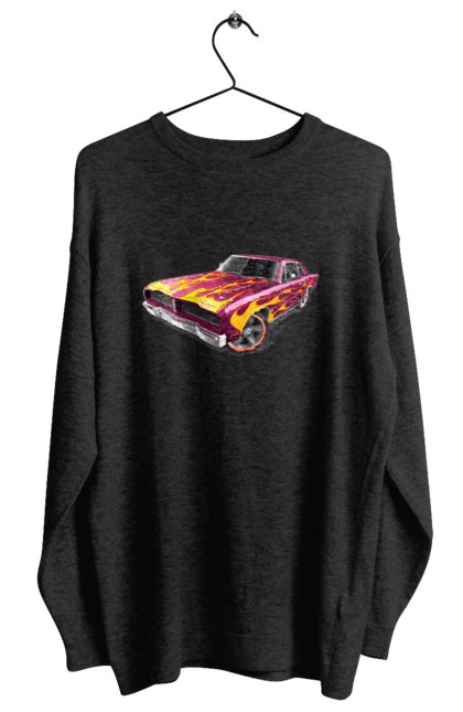 Світшот жіночий з принтом "Кастом автомобіль". Авто, автомобіль, аерографія, вогонь, кастом, машина, полум я, тюнінг. 2070702