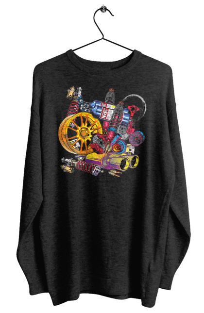 Світшот жіночий з принтом "Автозапчастини". Автозапчастини, гонка, драгрейсинг, драйв, машина, стрітрейсинг. 2070702