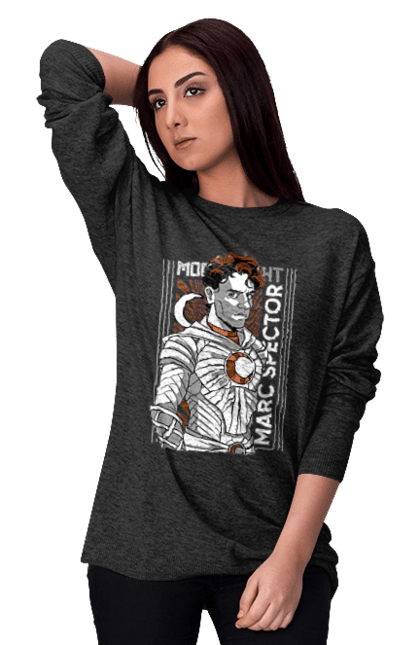 Women's sweatshirt with prints Moon Knight. Marc spector, marvel, mcu, moon knight, series, steven grant, tv show. 2070702