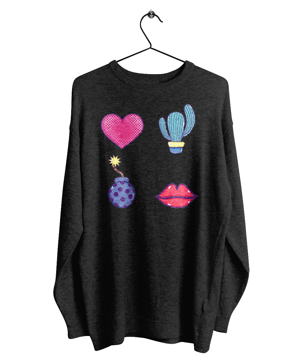 Heart, Cactus, Bomb, Lips