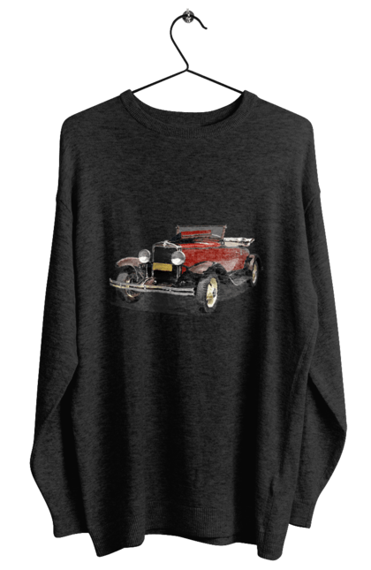 Світшот жіночий з принтом "Авто.4". Авто, професійне фото, ретро авто, фото, червона гамма барв. 2070702