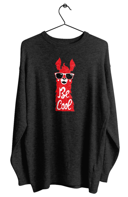 Світшот жіночий з принтом "Крута лама". Звірі, круте, круто, лама, окуляри, тварини. 2070702