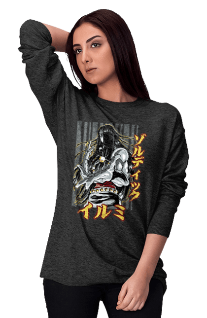 Women's sweatshirt with prints Hunter × Hunter Illumi Zoldyck. Anime, hunter, hunter × hunter, hunter hunter, illumi, illumi zoldyck, manga, zoldyck. 2070702