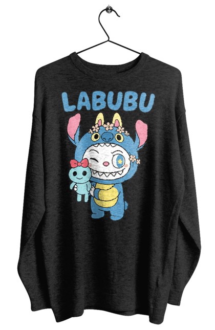 Світшот жіночий з принтом "Лабубу". Іграшка лабубу, лабубу, лабубу кока кола, мерч лабубу, мила, синя лабаба, смішна лабубу. 2070702