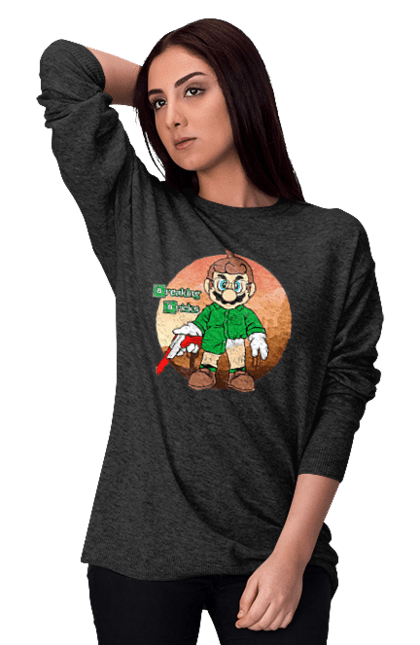 Women's sweatshirt with prints Breaking Bad Mario. Breaking bad, character, game, mario, mario bros, nintendo, super mario bros. 2070702