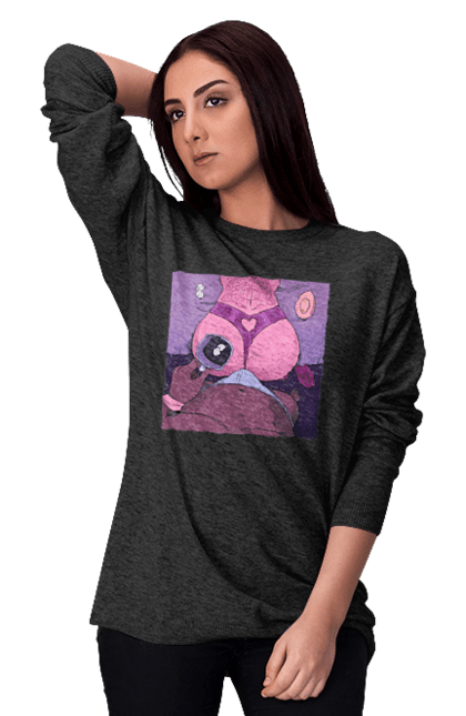 Світшот жіночий з принтом "Ранкова Кава З Жопкою". Гола, жопа, кава, труси. 2070702