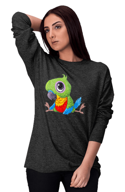 Світшот жіночий з принтом "Папужка". Мило, папуга. 2070702