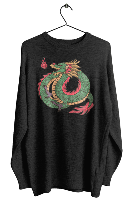 Світшот жіночий з принтом "Дракон". Дракон, зелений дракон, китайський дракон, символ, тварина. 2070702