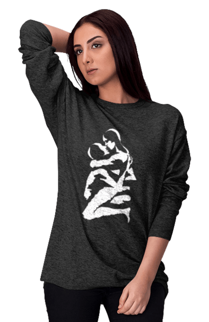 Світшот жіночий з принтом "Білі Тіла". Жінка, контур, тіла, чоловік. 2070702