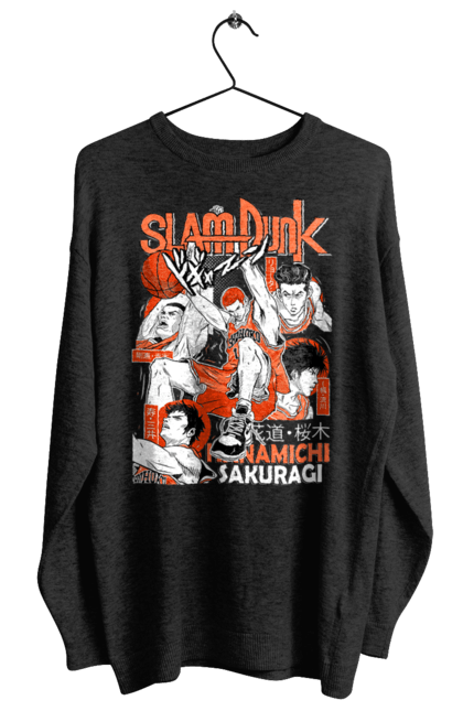 Світшот жіночий з принтом "Слем данк Сакурагі Ханамічі". Hanamichi sakuragi, slam dunk, аніме, баскетбол, манга, сакурагі ханамічі, слем-данк, спокон, спортивне аніме, сьонен. 2070702