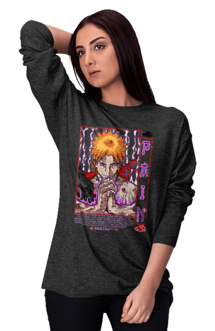 Women's sweatshirt with prints Naruto Yahiko. Akatsuki, anime, character, manga, naruto, ninja, pain, tv series, yahiko. 2070702