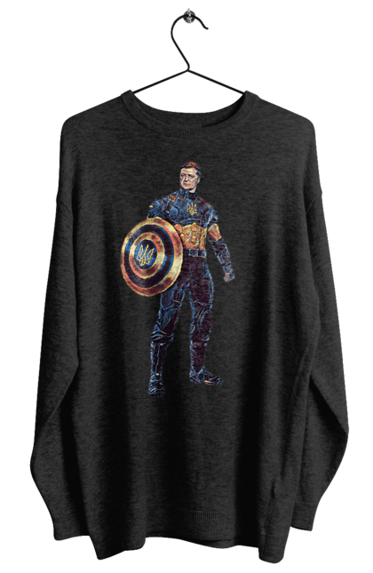 Світшот жіночий з принтом "Капітан Україна Зеленський арт". Володимир зеленський, зеленський, капітан америка, капітан україна, україна. 2070702