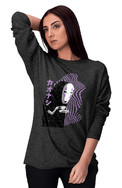 Women's sweatshirt with prints Spirited Away Kaonashi. Faceless, kaonashi, spirited away. 2070702