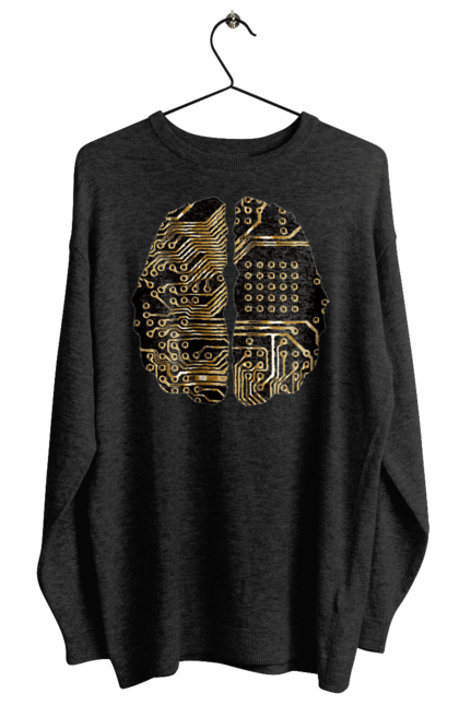 Світшот жіночий з принтом "Мозок Айті". Айті, айтішник, гик, знання, золотий, золото, інженер, кібер, кібернетика, кіборг, код, комп, кристал, мікросхема, мозок, програміст, професіонал, професія, розробник, розум, чіп. 2070702