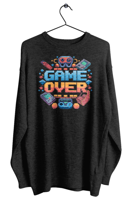Світшот жіночий з принтом "Game Over". 90 ті, ай ті, відео гра, геймер, гра, для геймерів, для гравців, піксель арт. 2070702