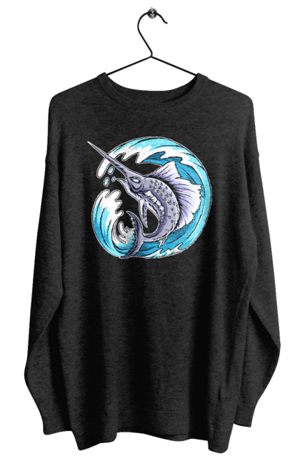 Світшот жіночий з принтом "Риба Меч І Хвиля". Риба меч, хвиля. 2070702